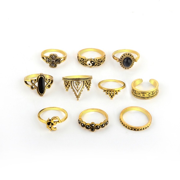 10 pc Bohemian Ring Set - Picture 5 of 6
